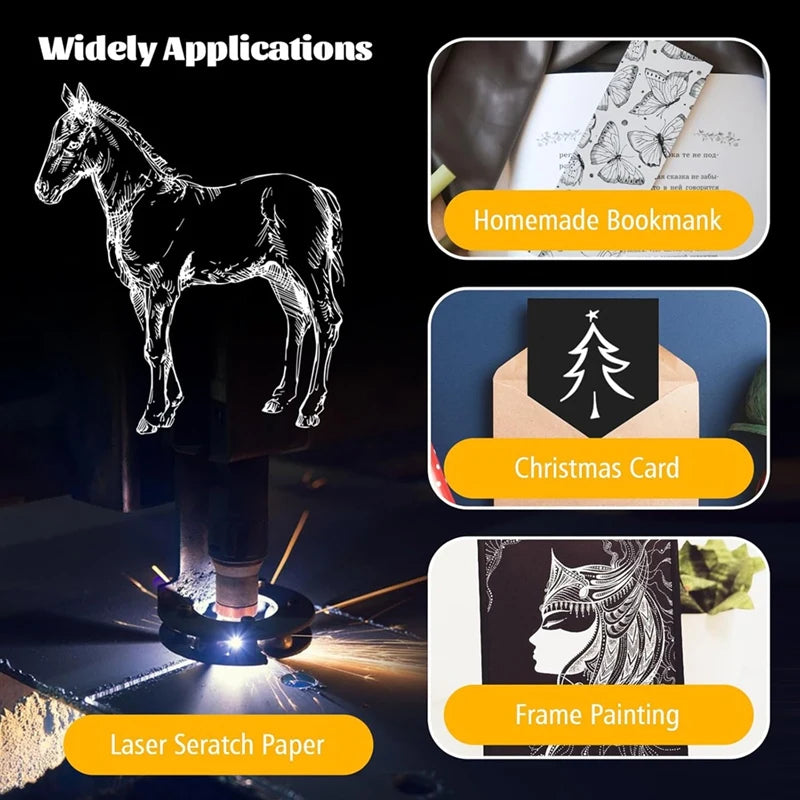50 Sheets ScratchArt for Kids 4.9x7.3inch Scratch Paper Art Set Painting with Art Tools DIY-A13G