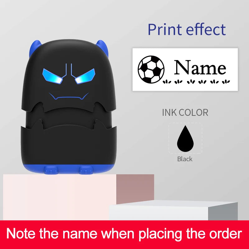 Custom Cartoon Baby Name Stamp Kit - Reusable for Cotton/Modal Clothes & School Bags, Non-Toxic Waterproof Ink Seal