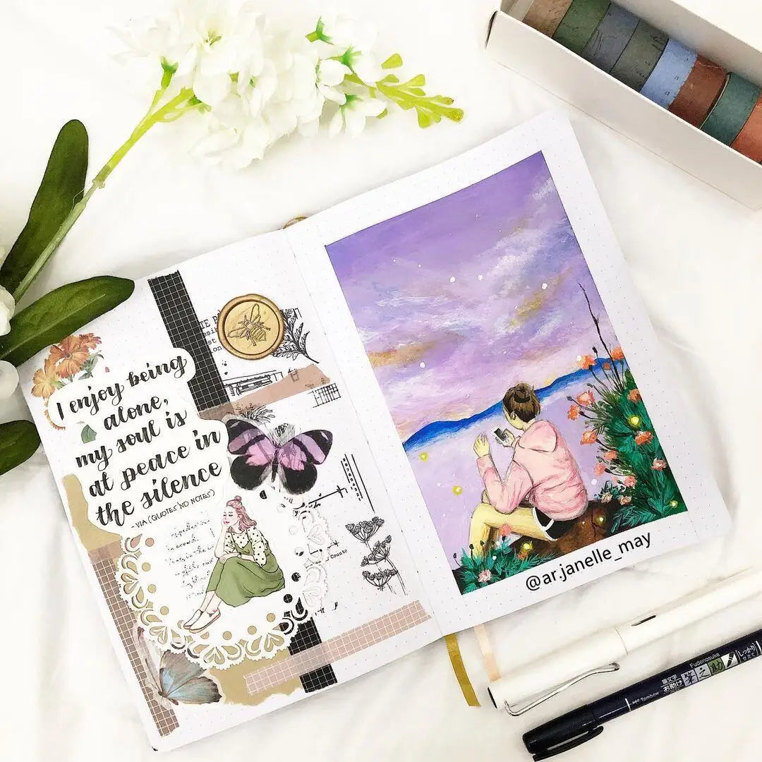 160gsm Bamboo Paper Watercolor Journal Dotted Notebook Supper White Pages Drawing Sketchbook