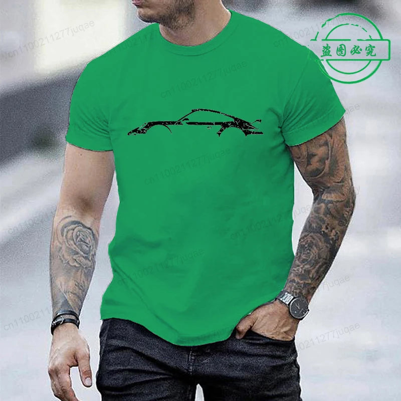 Minimalist Style T-Shirt for Men Women,Round Neck Short Sleeve Tee Shirts, Funny Race Car Printed T-Shirts for Men & Women Tops