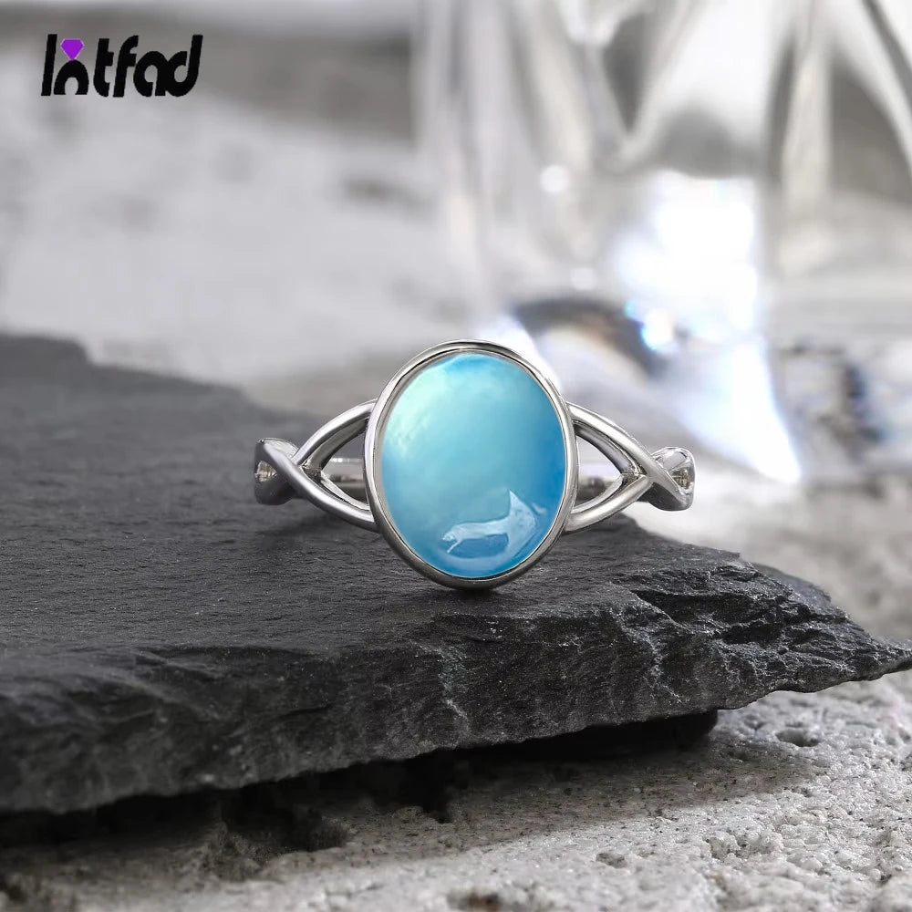 S925 Sterling Silver Aquamarine Rings Simple Rings Blue Natural Stone Oval 8*10mm Party Gifts Fine Jewelry Rings For Women