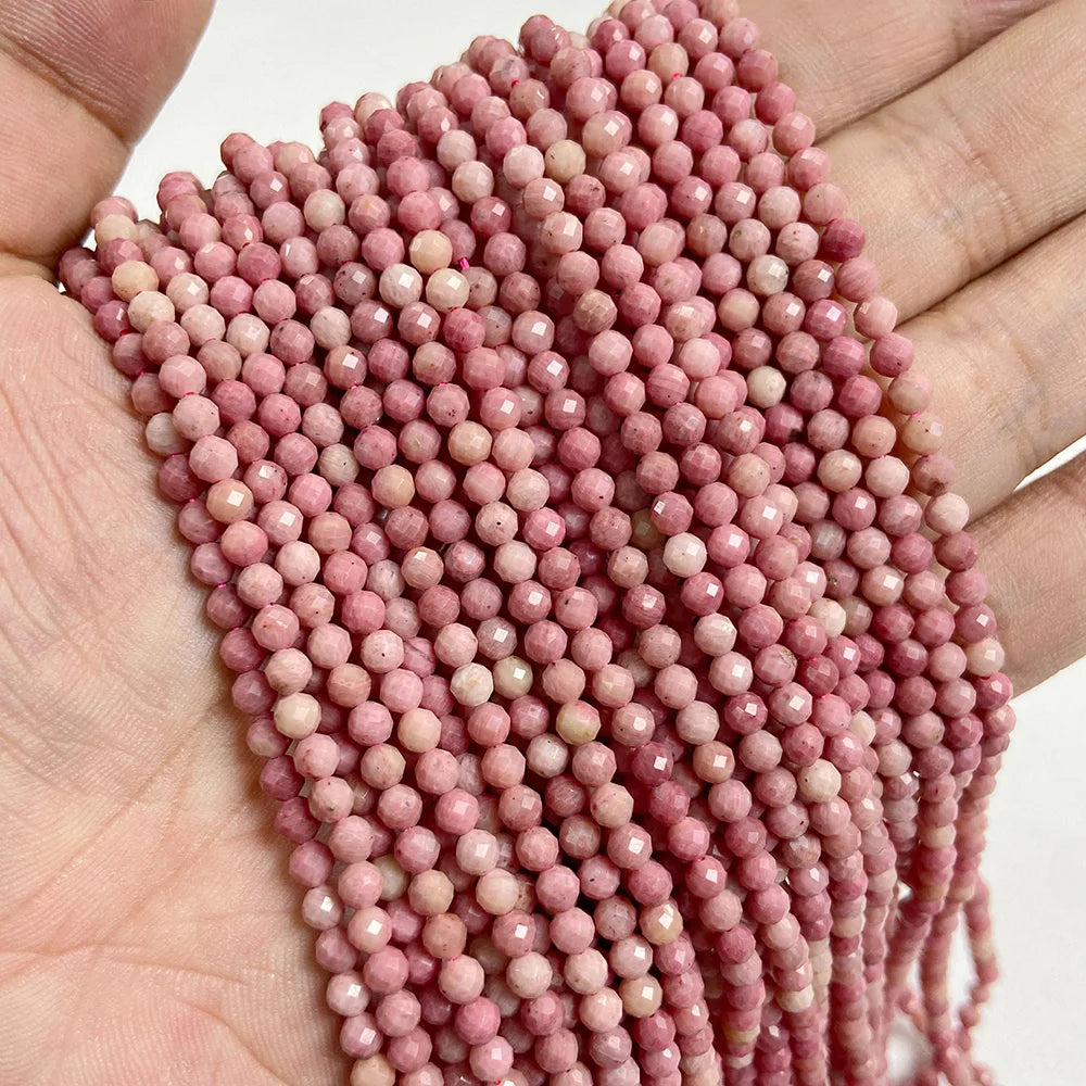 Natural Rose Pink Red Quartz Crystal Stone Beads 2 3 4mm Agates Chalcedony Morganite Rhodochrosite Gem Bead For Making Jewelry