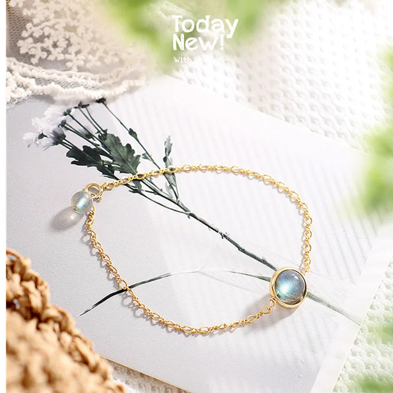 ITSMOS Natural Labradorite Bracelet Crystal 14K Gold Filled Spiritual Healing Elegant Gemstone Bracelet Jewelry Pulseras Mujer