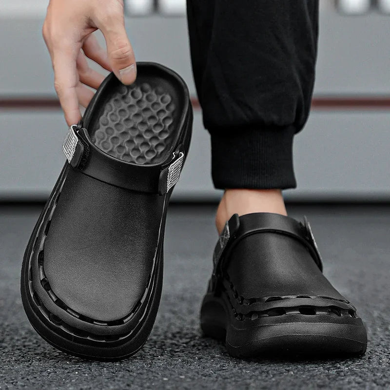 Quick-Dry EVA Solid Color Mens Sandals Fashion Trendy Lightweight Outdoor Travel Essentials Beach Shoes Casual Men’s Slippers