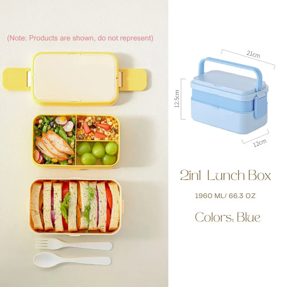 2 Layer / Single Bento Box with Handle,Large Capacity Leak-proof Lunch Box,Snack Food Storage Containers for Kids,Microwave Safe