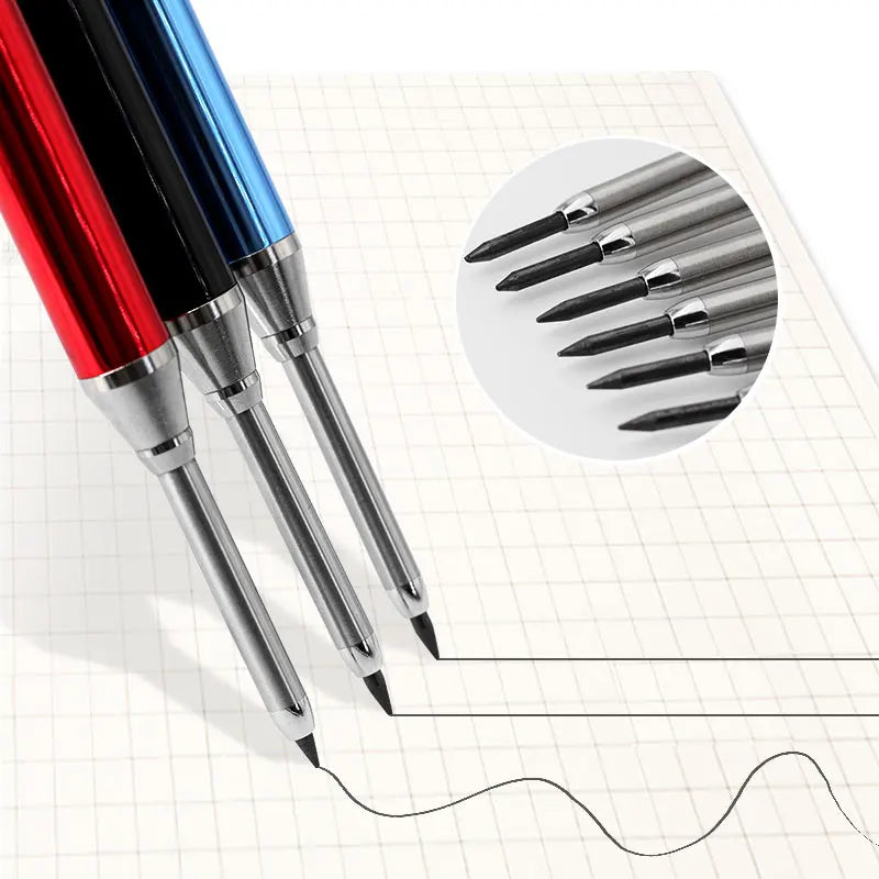 6Colors 2.8mm Metal Solid Carpenter Mechanical Pencil with Sharpener 2B Lead Core Deep Hole Construction Marking Scriber Tool