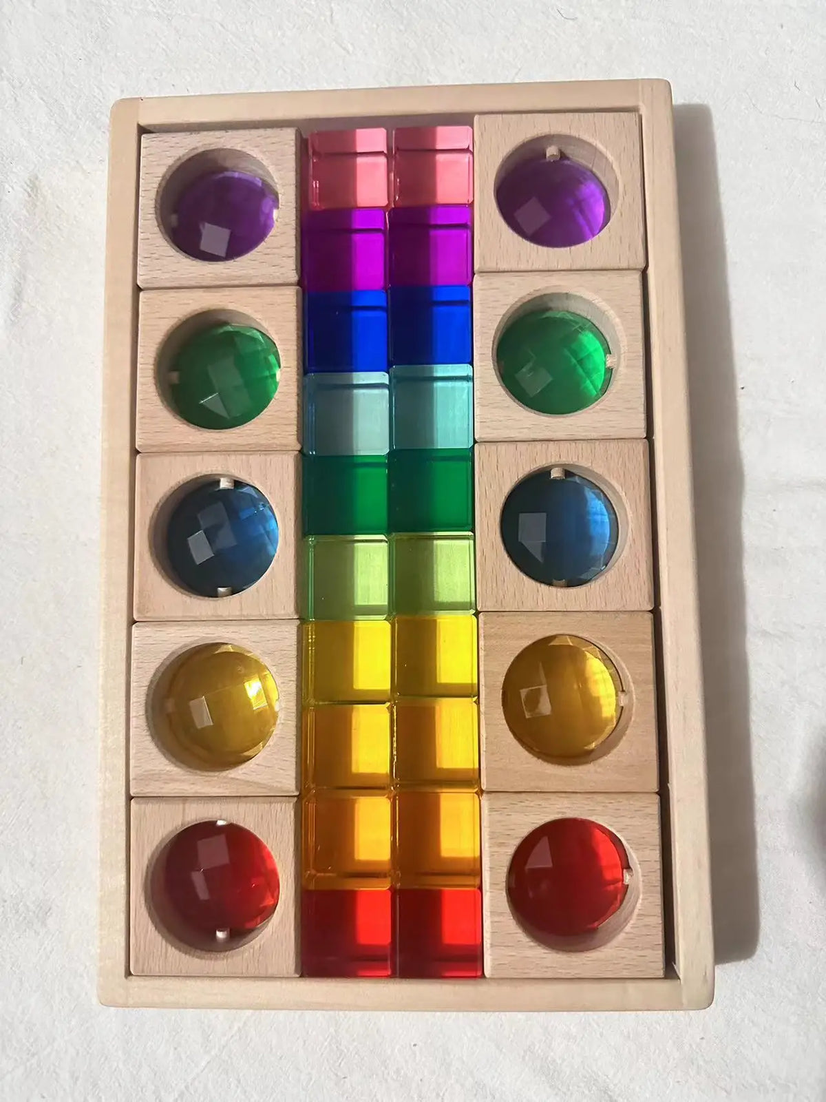 Wooden Montessori Toys See Through Blocks Mixed Acrylic Gems for Kids Open Play