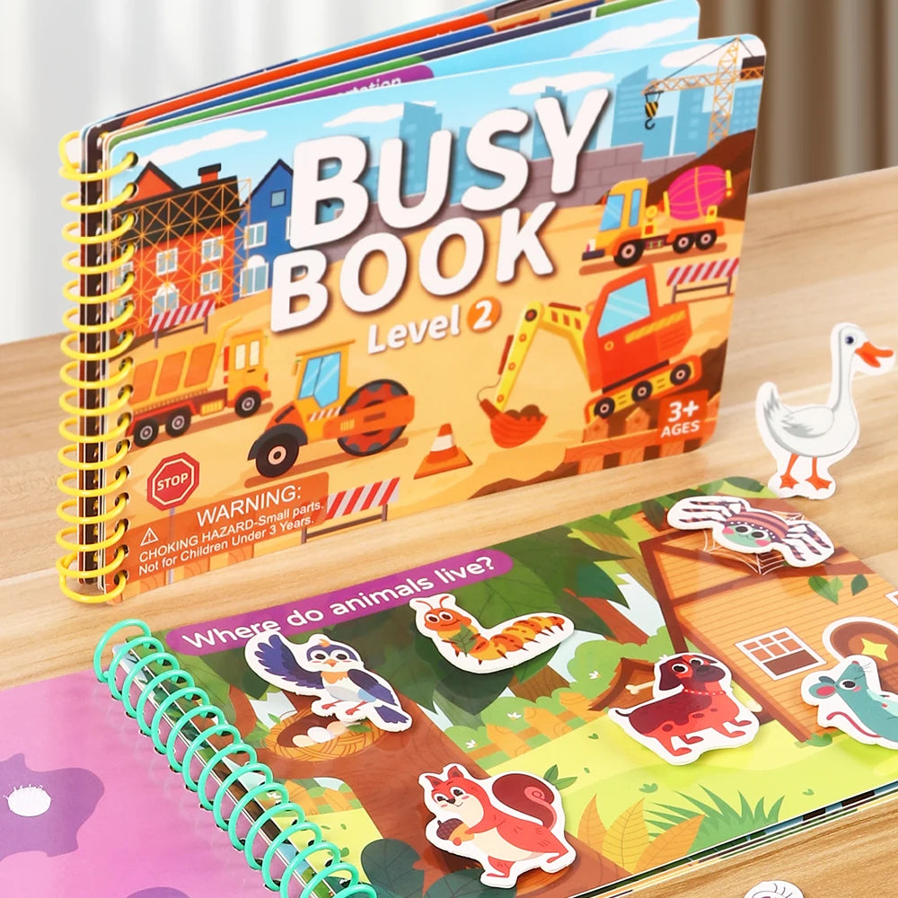 Children Quiet Busy Book 4 Themes Cartoon Travel Sticker Books Kids DIY Sticker Educational Game Montessori Paste Book Toy Gifts