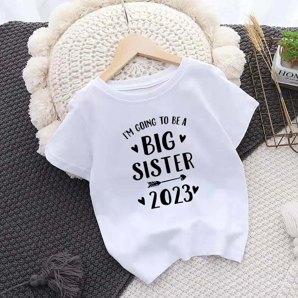 Promoted To Big Sister Kids T-Shirt Childrens T Shirt Baby Announcement Top Toddler Tshirt Summer Clothes Girls Short Sleeve Tee