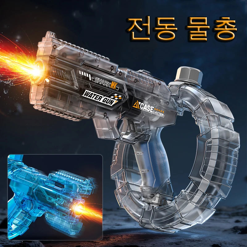Space Electric Water Gun Energy Ring Burst Transformation LED Lights Large Capacity Full Auto Continuous Fire Squirt Gun Toys