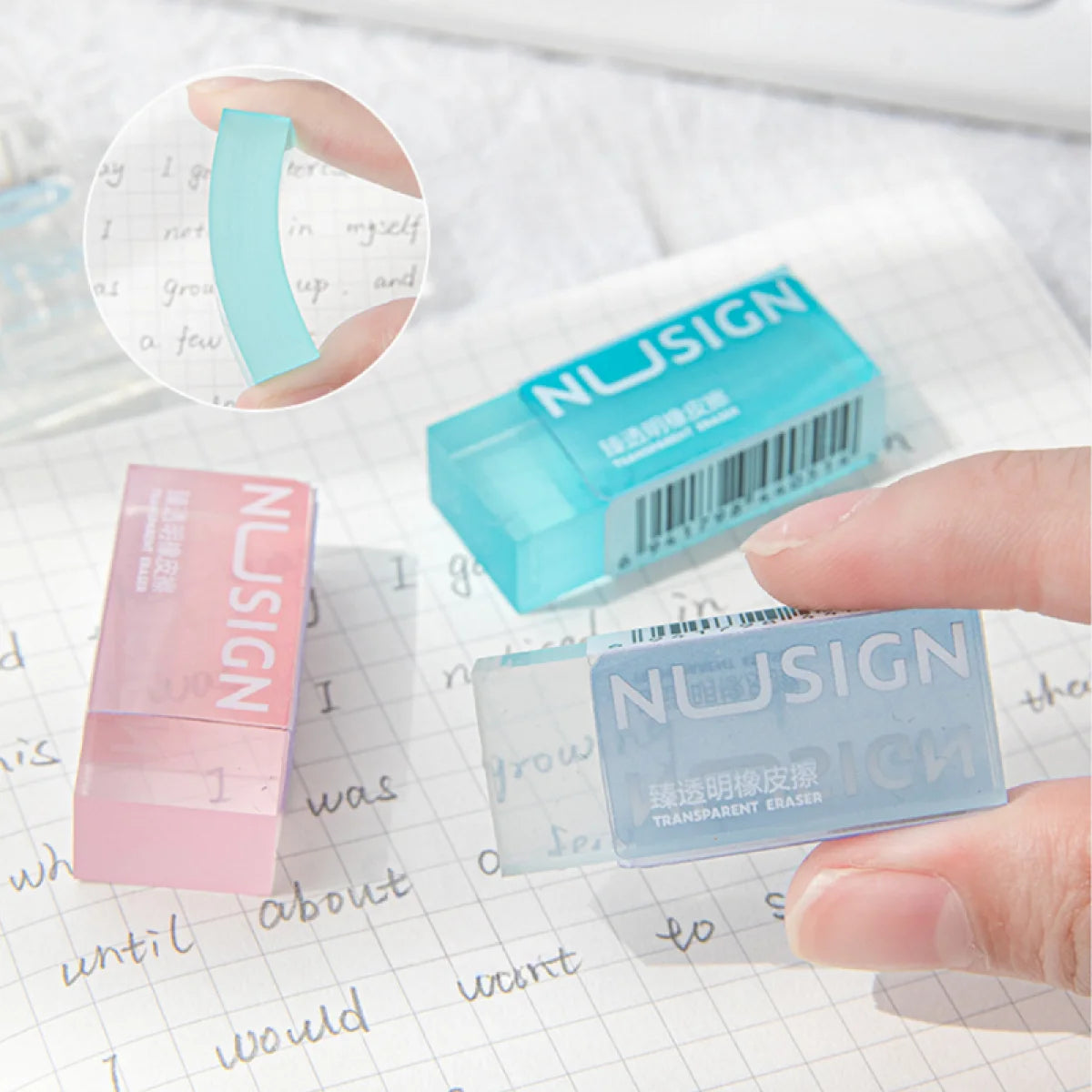 1/36Pcs Lovely Transparent Eraser for Kids Ins Simplicity Solid Color Eraser Pencil Eraser Back To School Cute Student Supplies