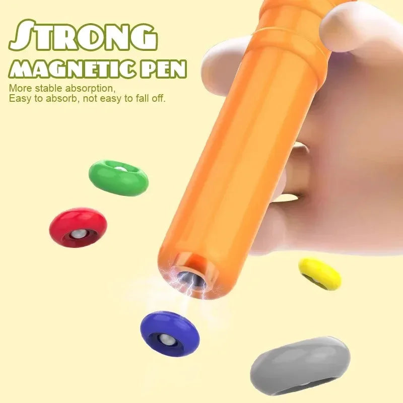 Montessori Magnetic Puzzle Board Color Number Matching Toy Sensory Play for Toddlers 3+ Educational Bead Game with Magnetic Pen