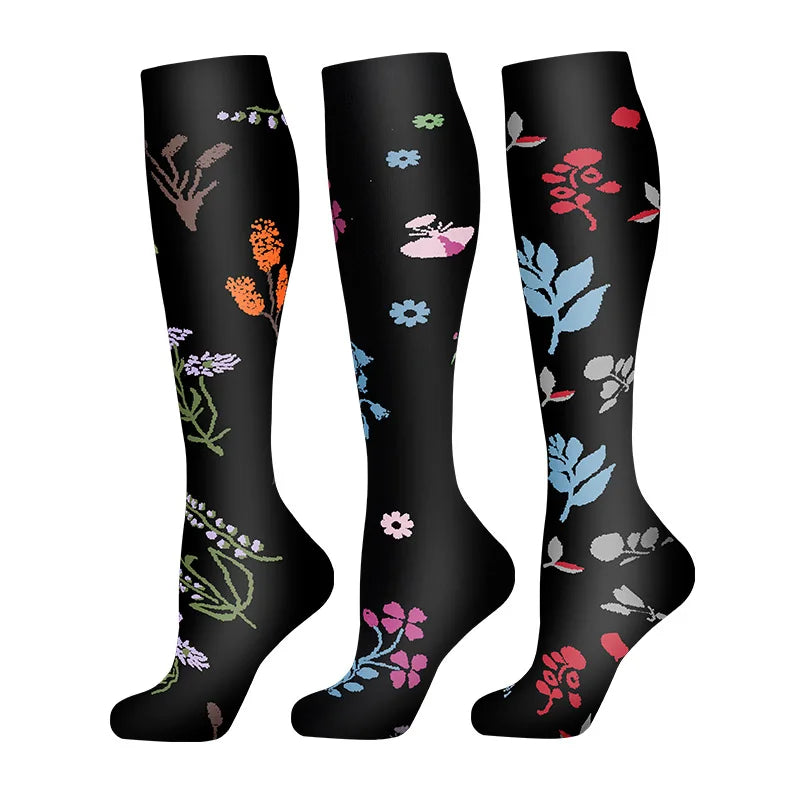 58 Styles 3 Pairs/Pack Compression Socks Knee High 30MmHg  Women Men Sports Socks Edema Diabetes Varicose Veins Running Socks
