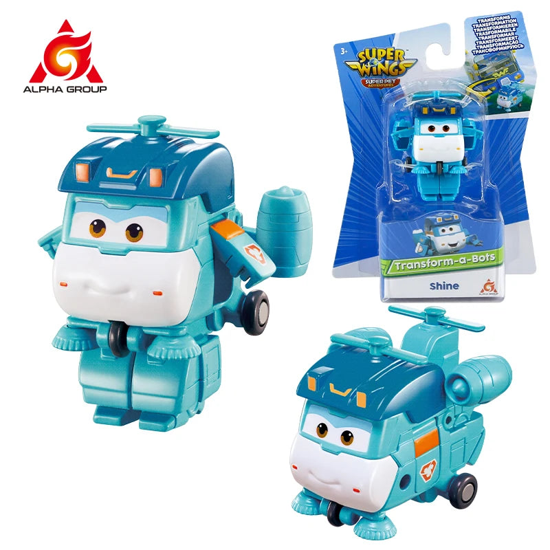 Super Wings Mini Dizzy Transform Robot to Plane in 3 Steps 2 Inches Deformation Action Figures 2Modes Transforming Kid Toy