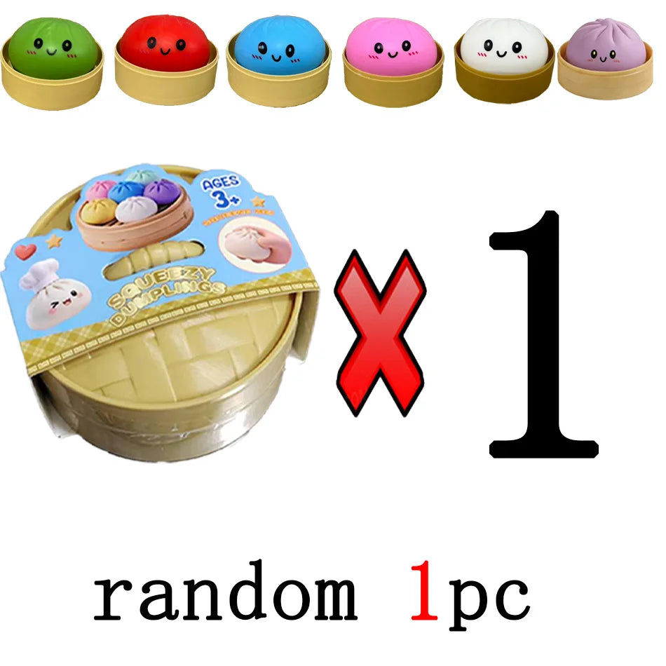 Dumpling Pressure Dumpling Squishies Cute Colorful Bun Toy Slow Rising Stress Relief Fidget Toy for Kids Adults Anti-Anxiety Gif
