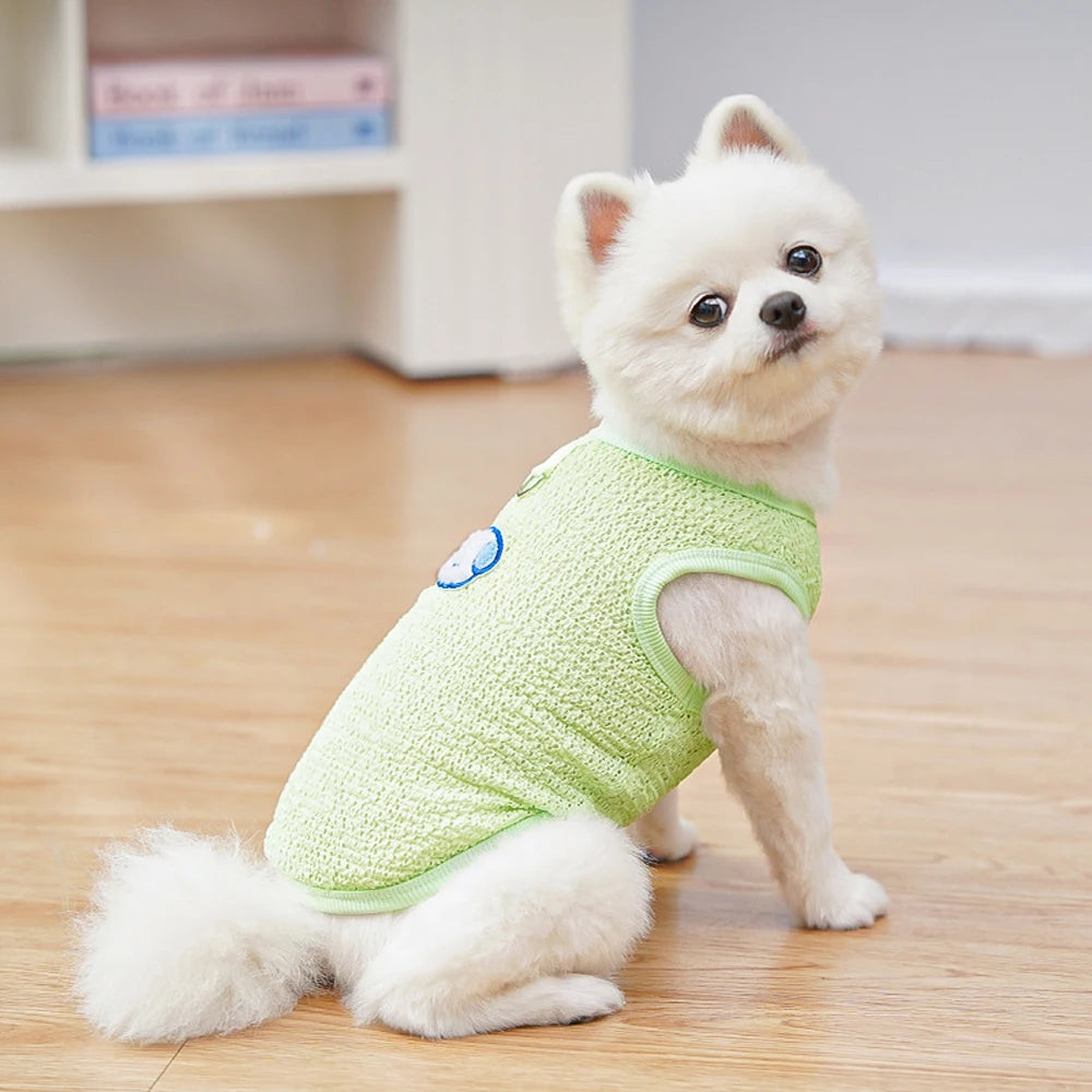 Cute Dog Cooling Vest Solid Breathable Mesh Thin Small Dog Summer Clothes  Bichon Medium Cat T Shirts Clothing Puppy Undershirt