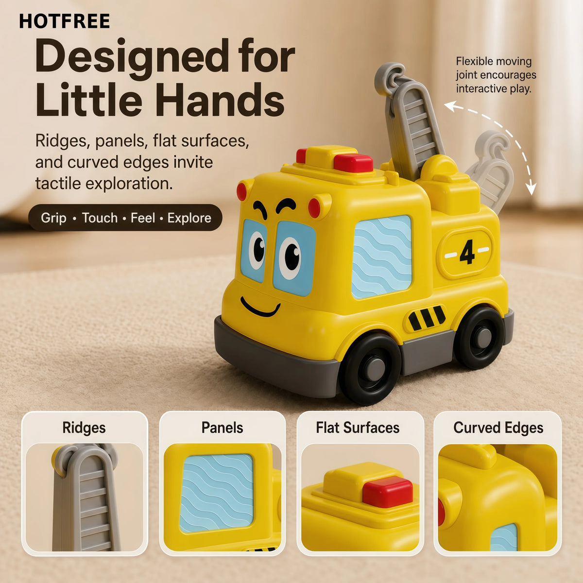 Hotfree 4 in 1 Montessori Toy Cars Set - Stacking Nesting Magnetic Following Toddler Toys 1-2, Sensory Toys with Lights, Music & Cars Toys, STEM Educational Toy, Baby Toys Christmas Birthday Gifts for KIds Boys Girls