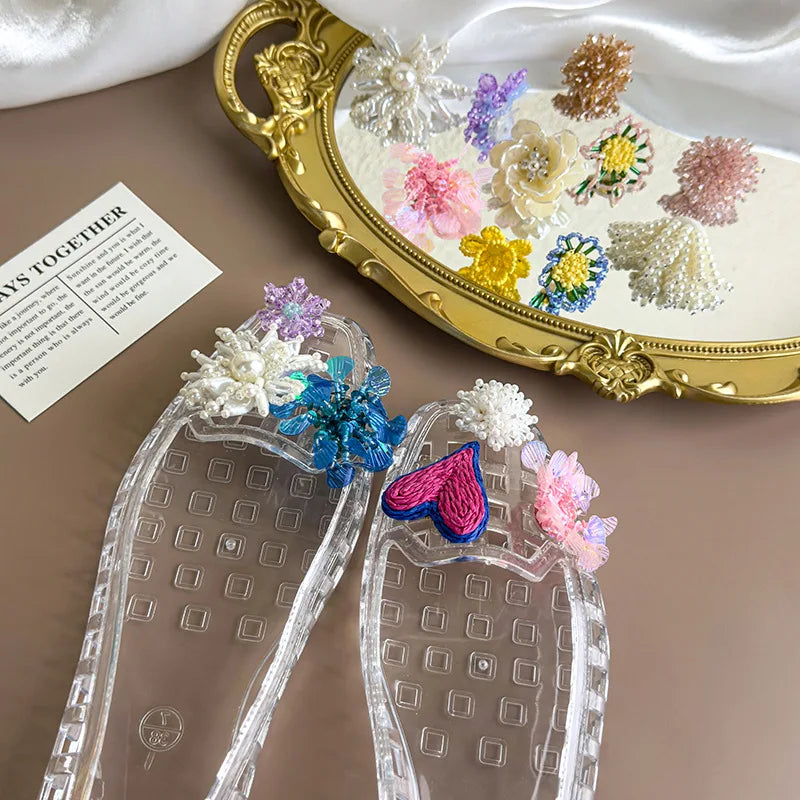 Crystal Handcrafted Beaded Jelly Shoes Shoes Buckles Sandals Accessory DIY Decorative Shoe Flower Slippers Jewelry Accessories