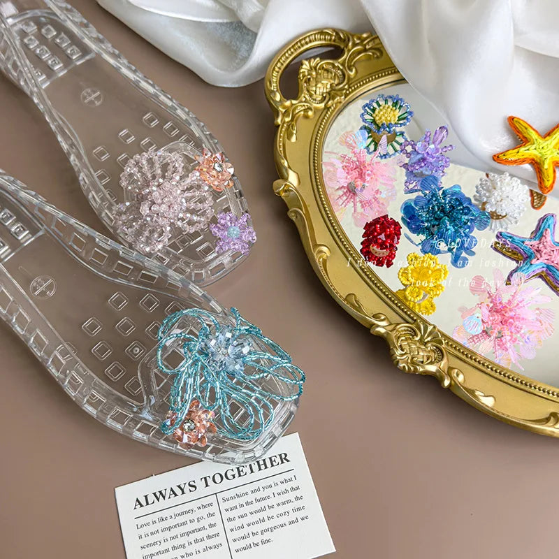 Crystal Handcrafted Beaded Jelly Shoes Shoes Buckles Sandals Decorative DIY Accessory Shoe Flower Slippers Jewelry Accessories