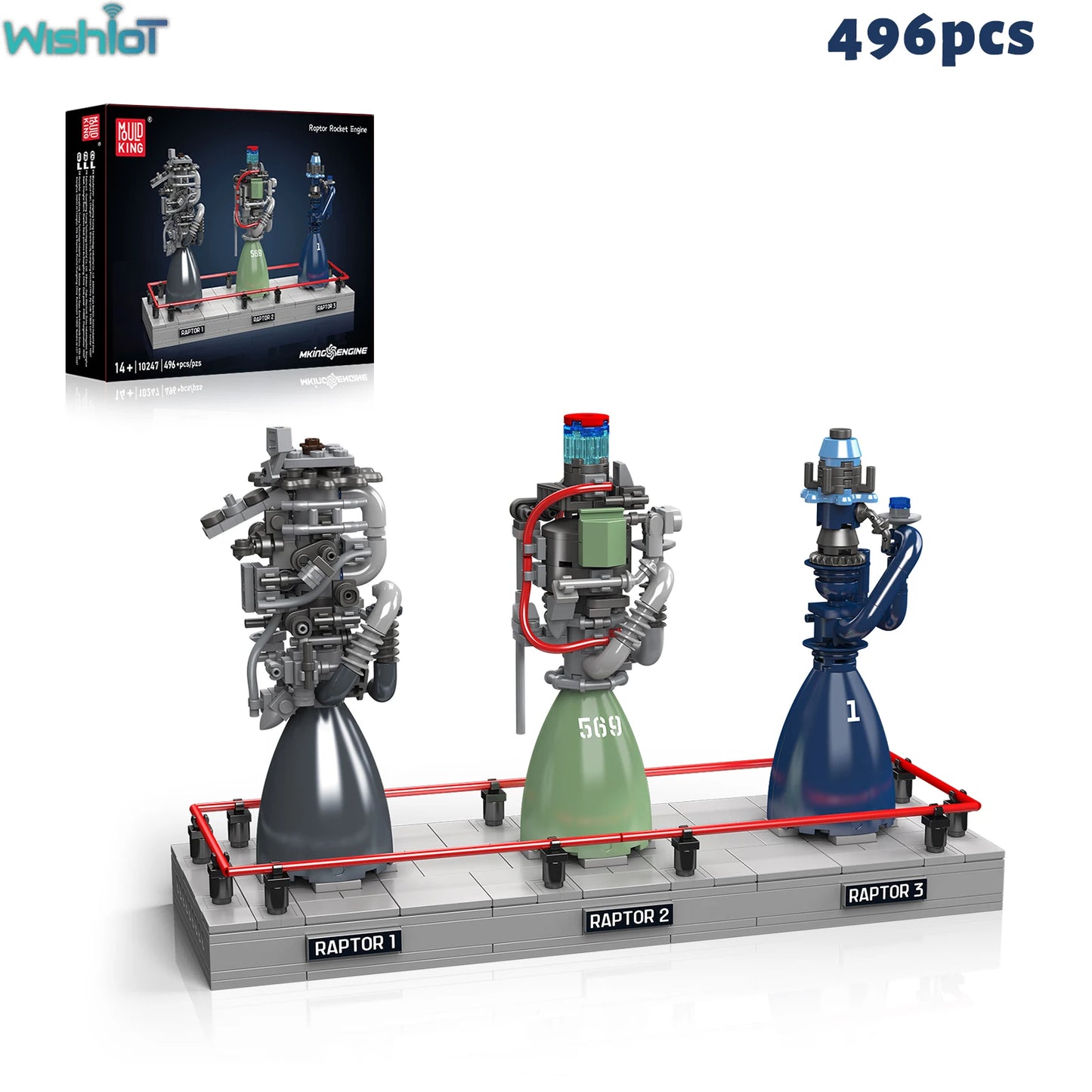 Mould King 10247 Raptor Rocket Engine Building Blocks Mechanical Science and Education Model Kids STEM Toy Adults Creative Gift