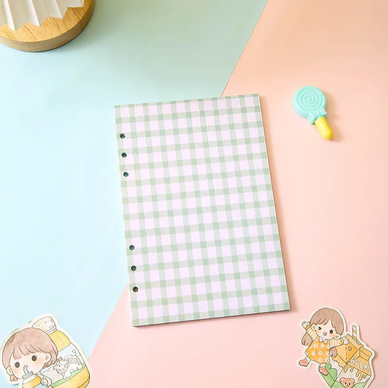 Cute Color Grid A5 A6 Loose Leaf Notebook Refill Spiral Binder Index Inner Page Item Paper Stationery