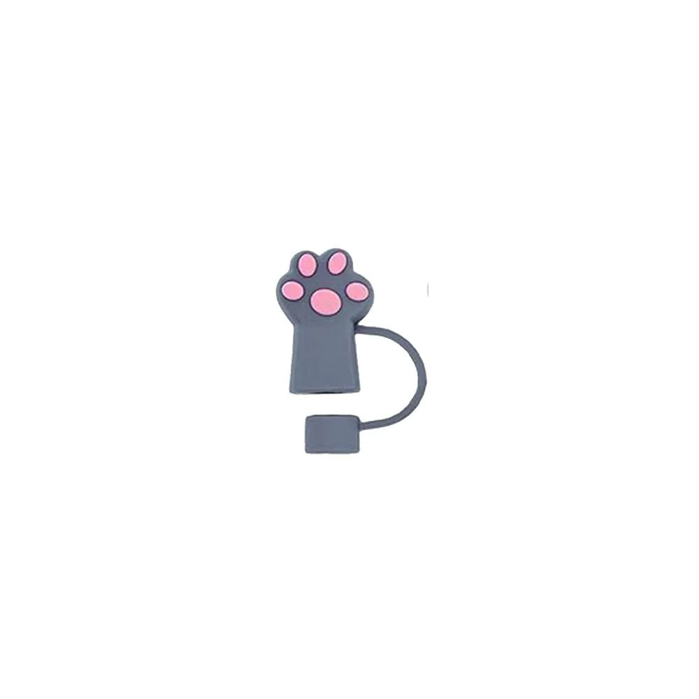Cute Silicone Straw Toppers Cat Paw Straw Cover For Stanley 30/40oz Tumbler Cup Reusable Dust-Proof Spill-Proof Plug 10mm