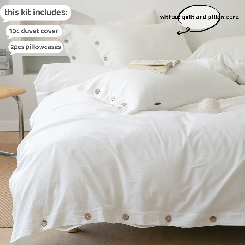 3pcs  100% cotton bedding set Double Duvet Cover Set 220x240 Solid Twist Cotton King Size Bedding Set Quilt Cover Set