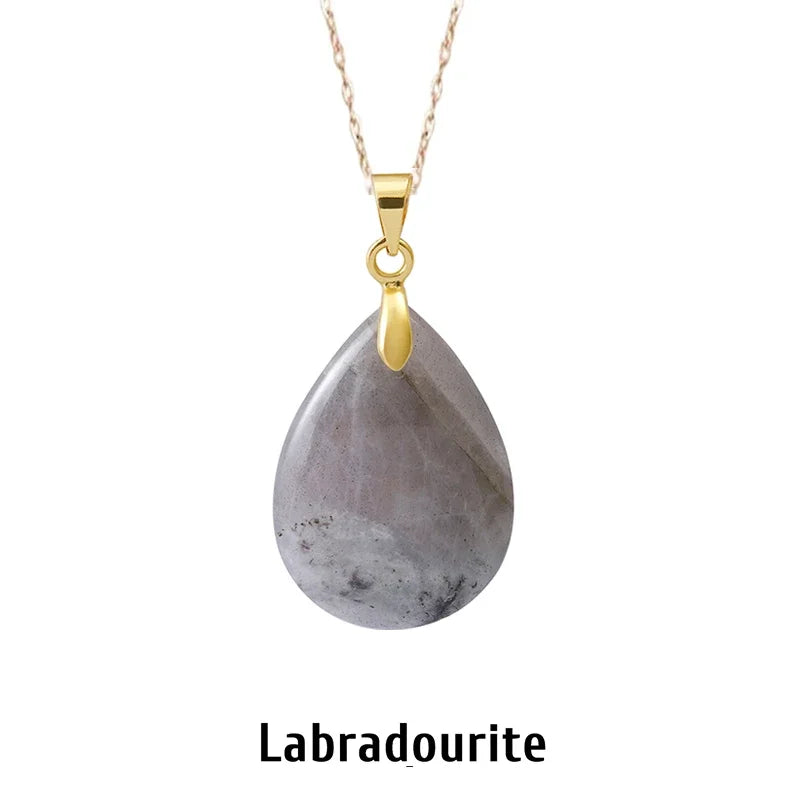 Natural Stone Crystal Pendant Teardrop Fashion Necklace For Diy Necklace Earrings Making Jewelry Christmas Friendship Gift