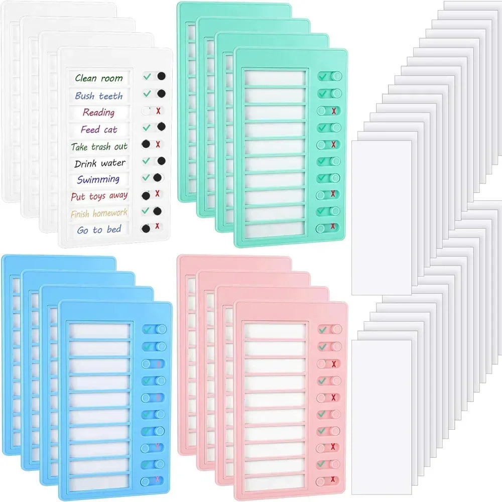 Kids Chore Chart with 10 Papers Chore Chart Plastic Checklist Board DIY To Do List  for Home Routine Planning Blank Paper