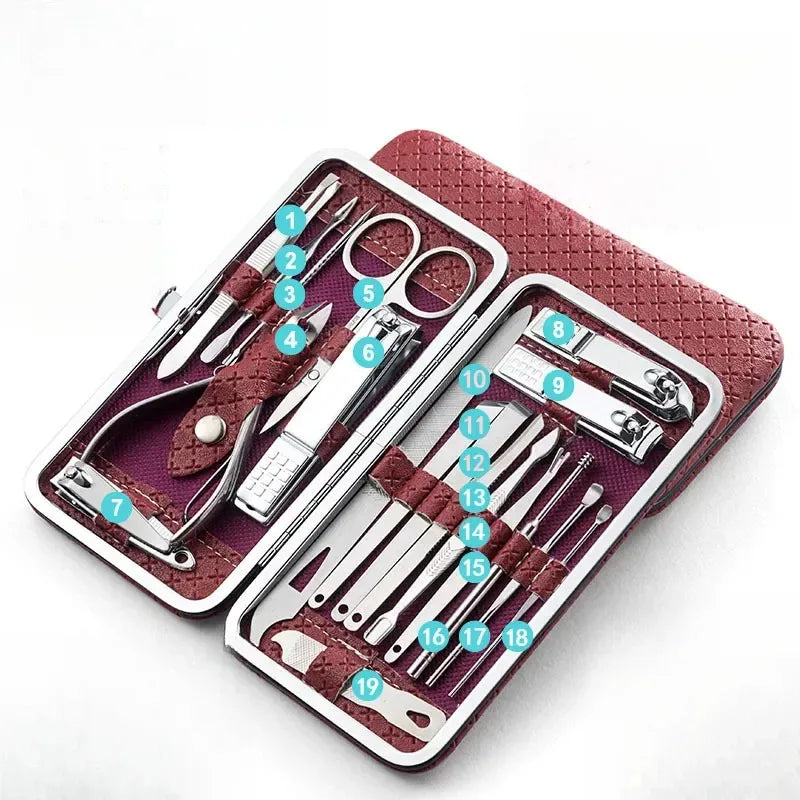 Household Nail Clippers, One Set 19 Pieces, Large Dead Skin Pliers, The Angled Scissors Are Used to Remove Dead Skin, Small Hair