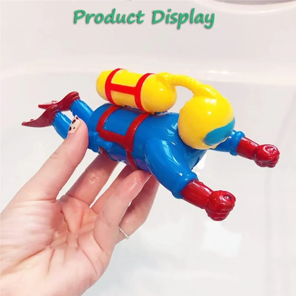 Wind-Up Scuba Diver Submarine Bath Toy Clockwork Swimming & Diving Man Tub Baby Water Toy Bathtub Pool Frogman Figure STEM Gift