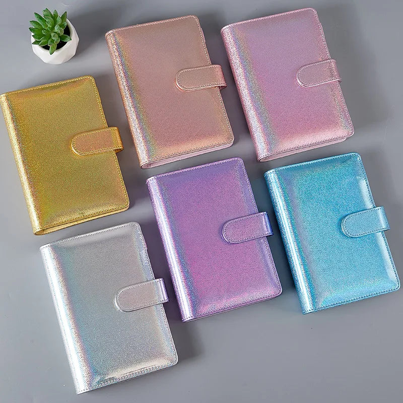 A6/A5 Macaroon Glitter Color PU Leather DIY Binder Only Cover Diary Agenda Planner Paper Cover School Stationery