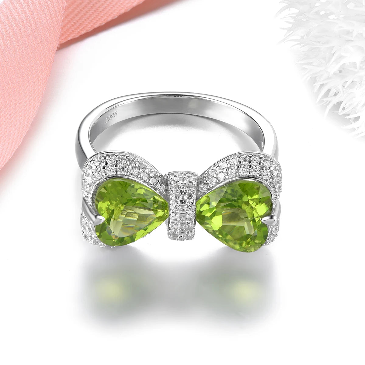 Natural Peridot Solid Sterling Silver Rings 3.8 Carats Genuine Birthstone Romantic Elegant Fine Jewelrys S925 Design Gifts