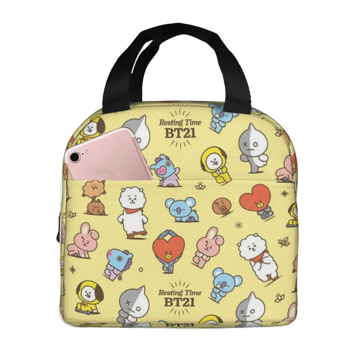 Cute Cartoon BT21 Insulated Lunch Bag for Women Kids Leakproof Food Boxes Thermal Lunch Box Tote
