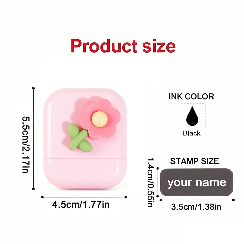 Flower Custom Kids Name Stamp Signature Customized Text Seal Waterproof Ink Kindergarten Clothing Label Personalized Name Stamp