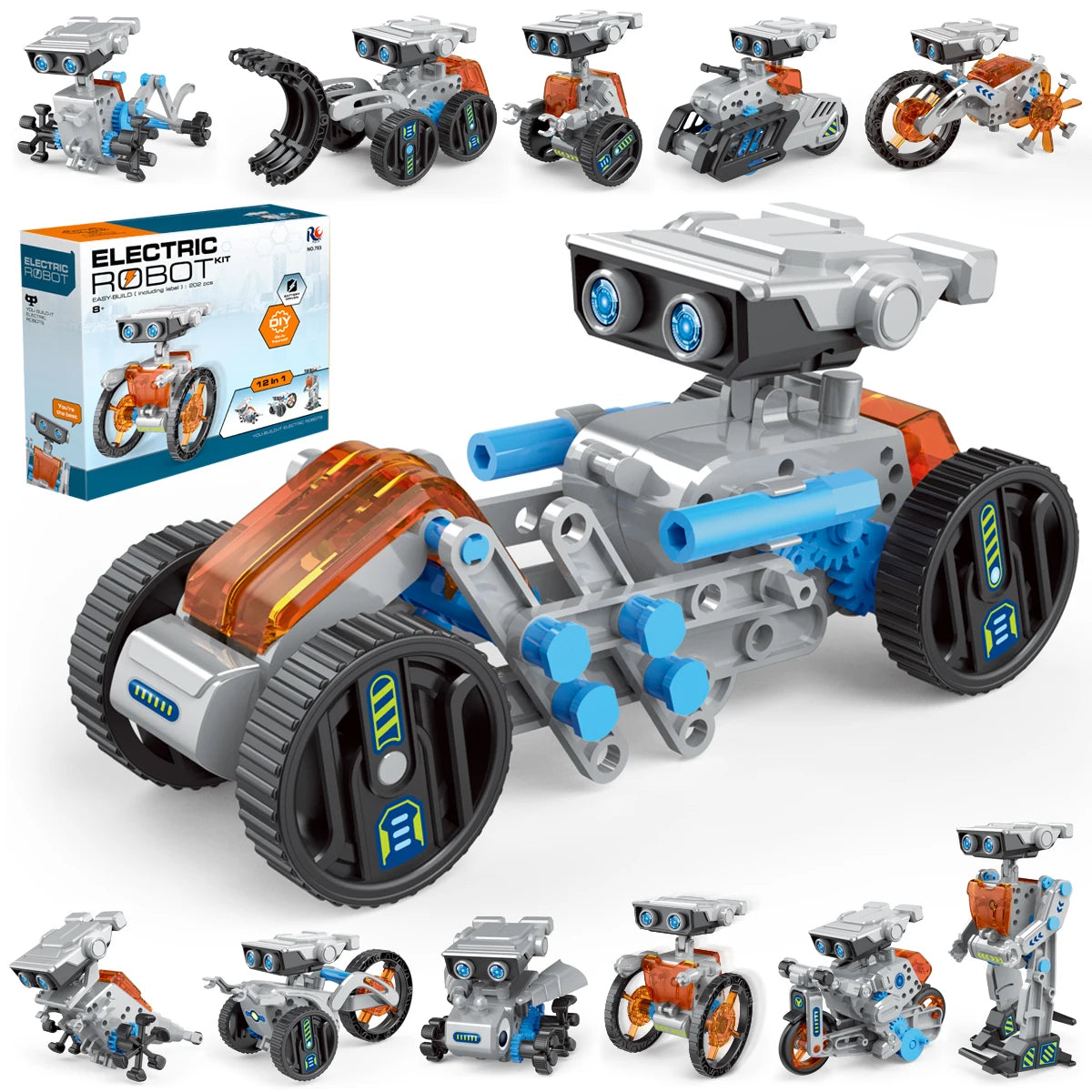 STEM Robot Kit 12 in 1 DIY Science Experiment Educational Learning Toys Engineering Technological Gadgets Gift for Kids Teens