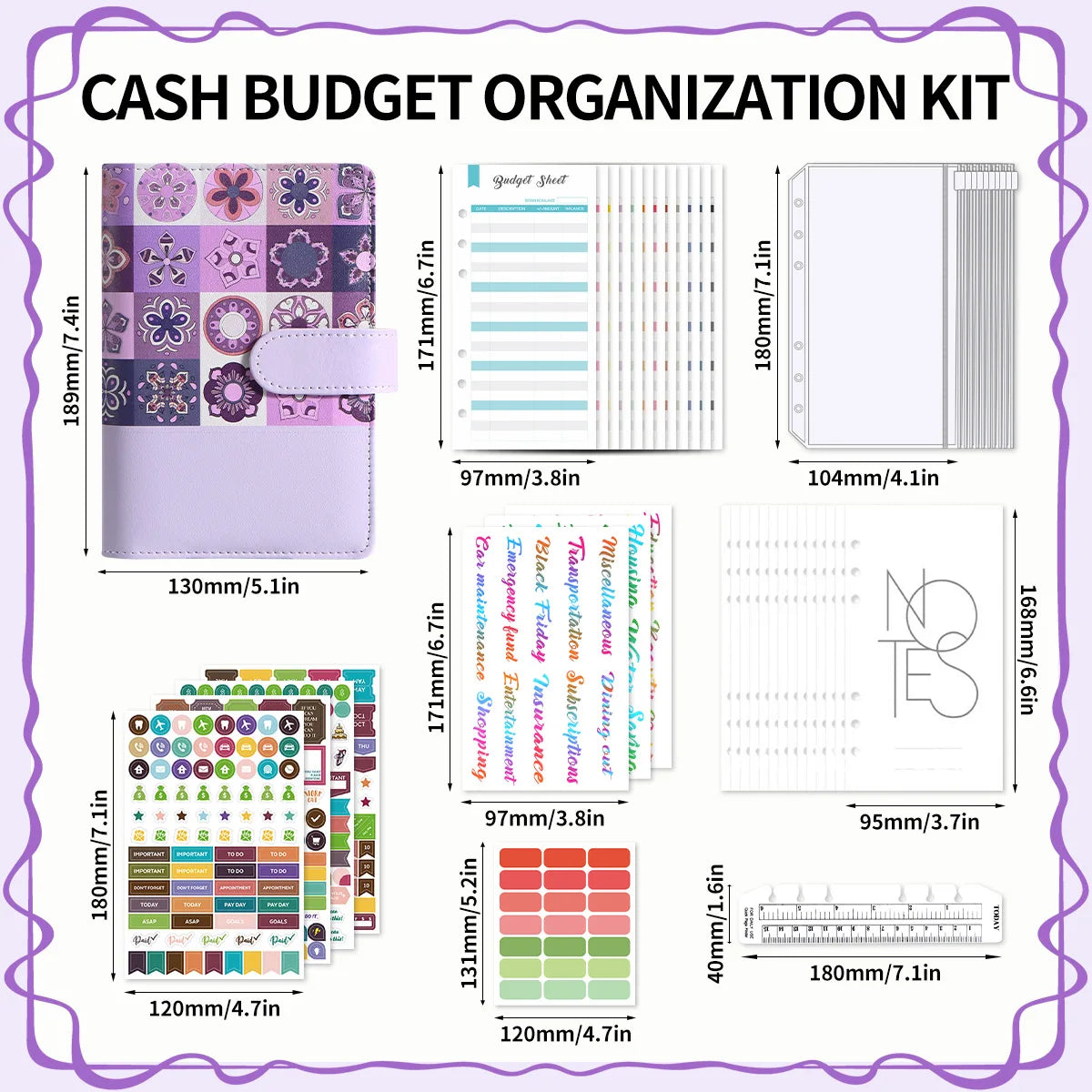 A6 Retro Splice Money Budget Planner Binder Zipper EnvelopesCash Envelopes For Budgeting Money Organizer Binder