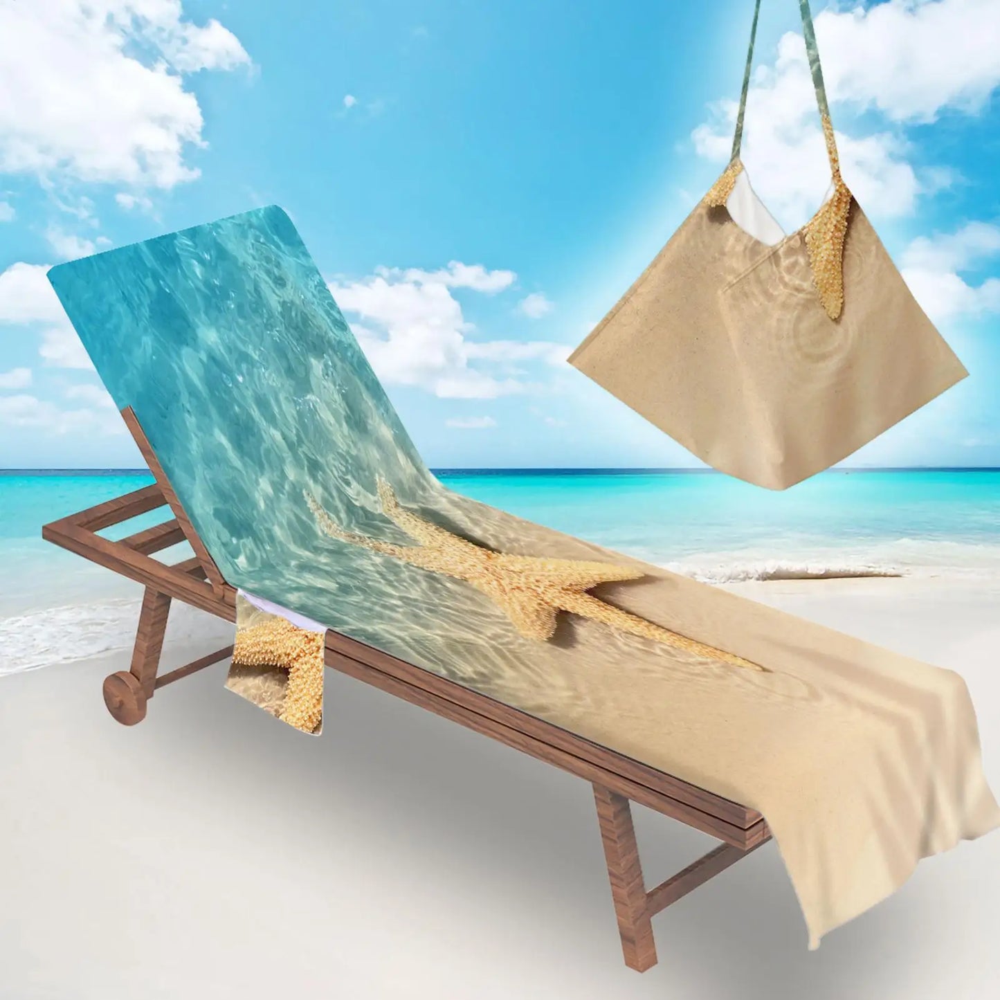 Chaise Lounge Towel Cover 83x29" Fitted Cover With Pocket Anti-Slip Foldable Beach Chair Cover For Pool Patio Courtyard Picnic