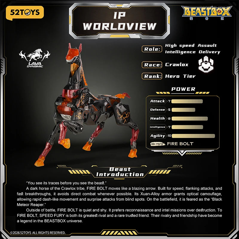 52TOYS BEASTBOX BB-75FB FIRE BOLT Transformation Collectible Converting Action Figure Toys Gift