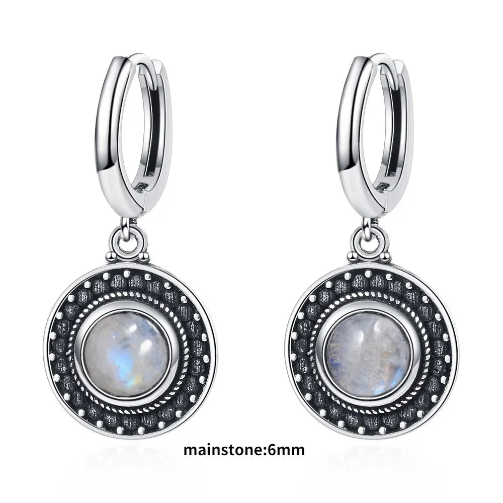 New Elegant Natural Kyanite S925 Silver Drop Earrings for Women Vintage Jewelry Wedding Engagement Hoop Earrings Gifts