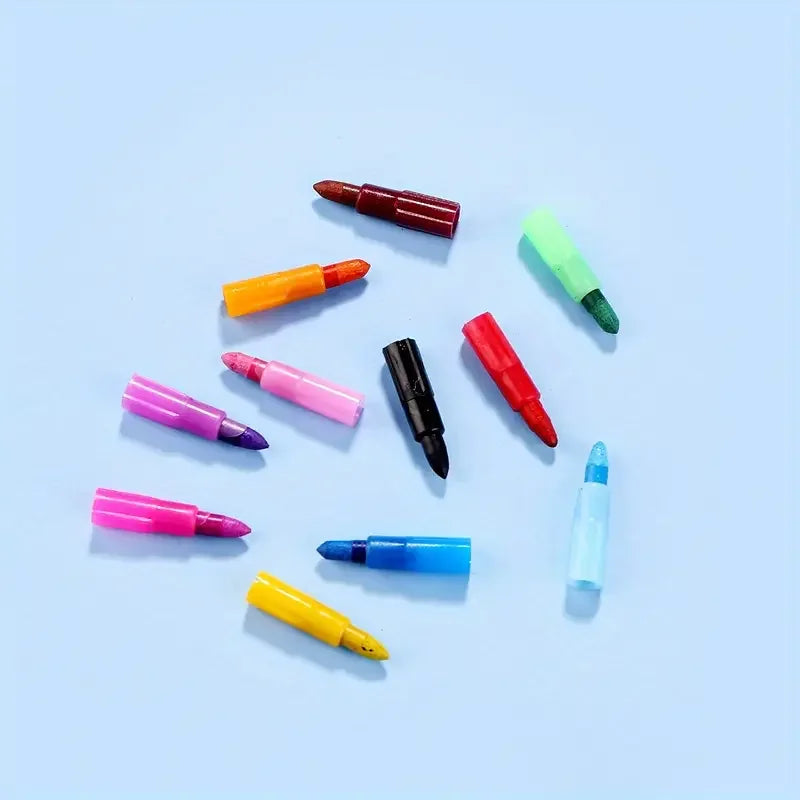 12Pcs/Set Colorful Building Blocks That Can Be Strung Together and Adjust in Height, Crayon Set with 11 Vibrant Colors, Vibrant Art and Craft Pens, Ideal for Birthday Parties, Back-To-School Supplies, and Reward Gifts