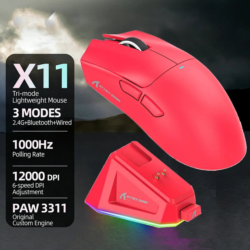 ATTACK SHARK X11 PAW3311 optical sensor,maximum resolution of 22K DPI acceleration up to 40G,edge in competitive gaming