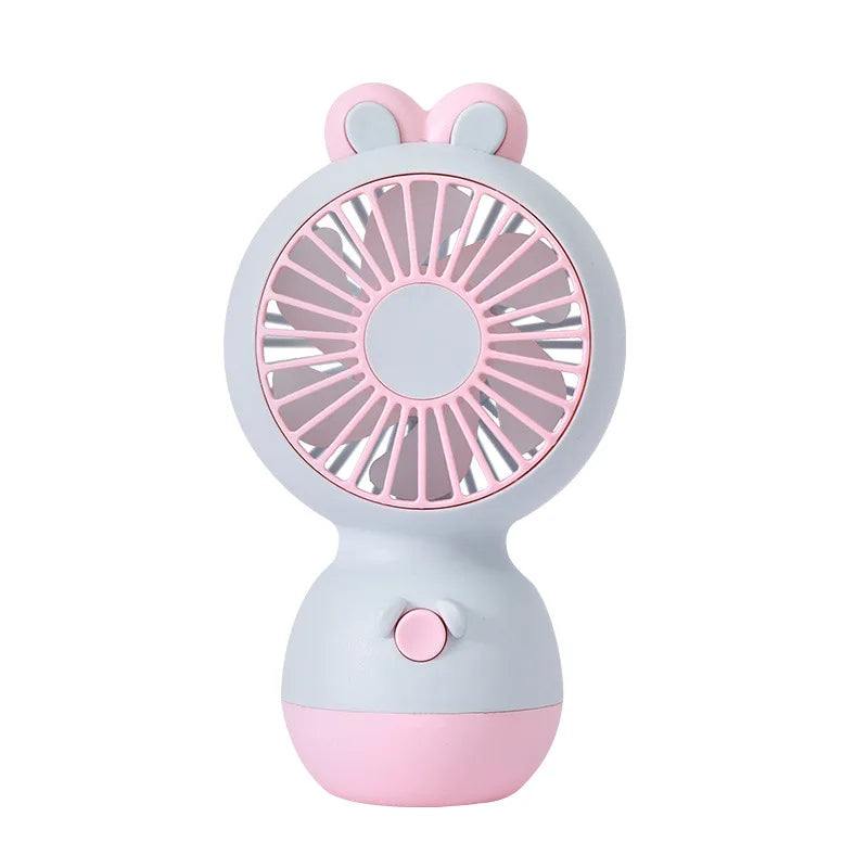 Cute Cartoon Rabbit Ear Desktop Fan USB Rechargeable Handheld Fan Summer Cooling Gift for Kids Children Home Office Rechargeable