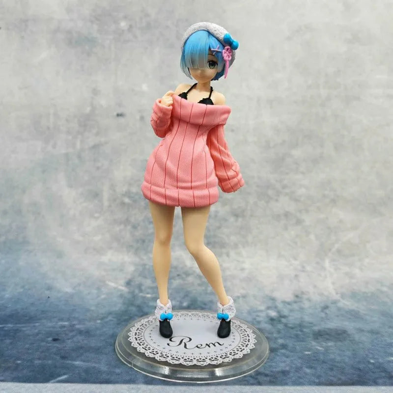 23CM Anime Re:Zero kara Hajimeru Isekai Seikatsu Rem Knit Dress Ver Three Color Set Toy Gift Collection Action Figure
