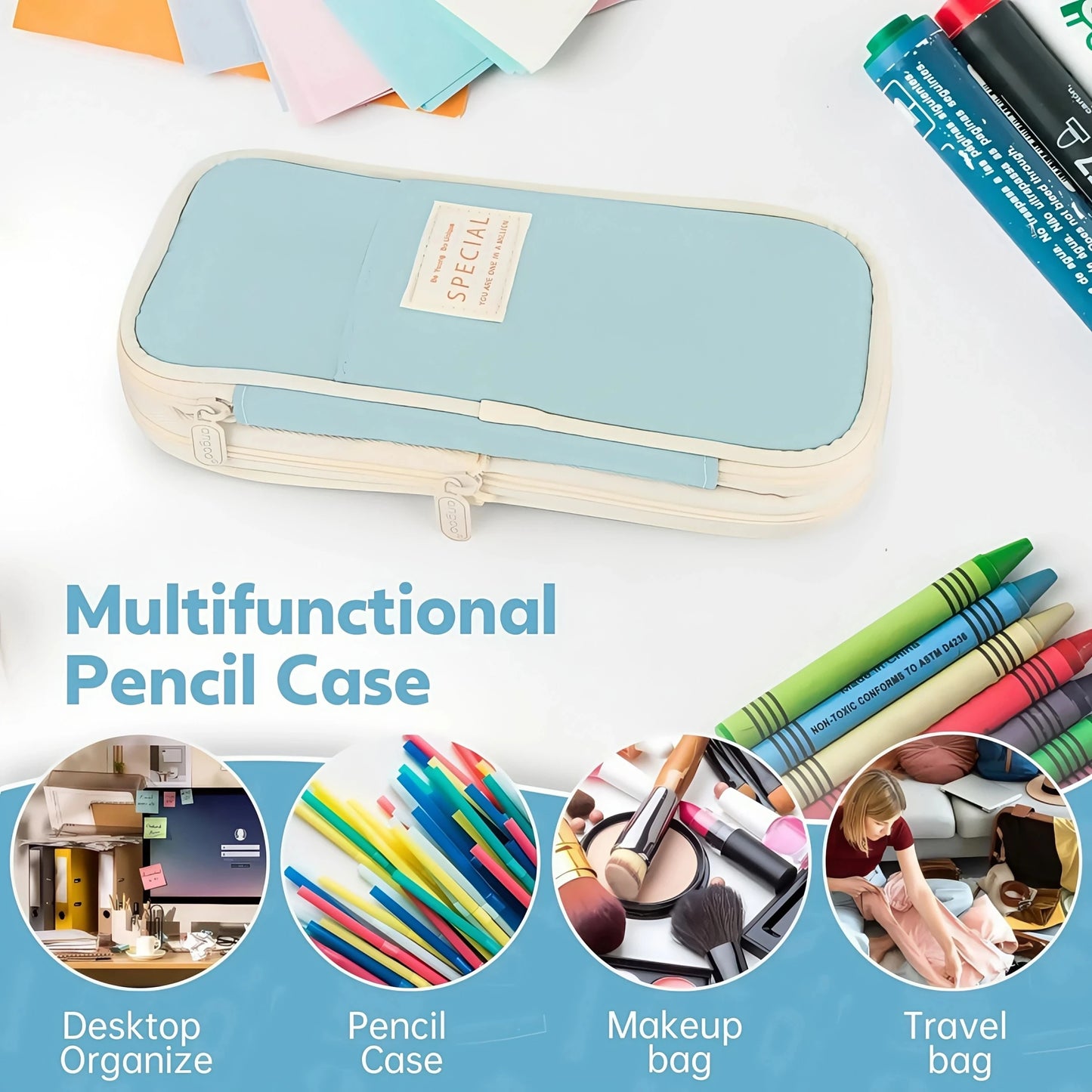 Large Capacity Pencil Case Stationery School Supplies Pencil Cases Pouch Office Desk Storage Bag Students Kids Pen Case Bags Box