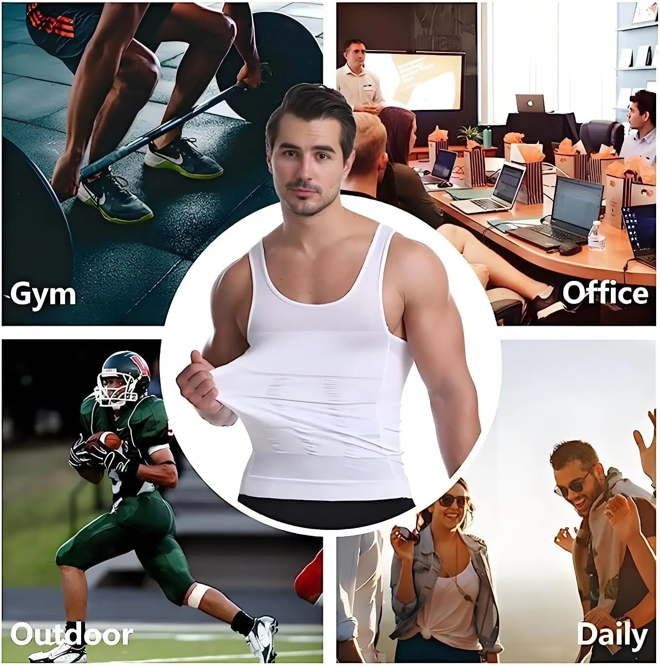 Men Compression Body Shaper Vest Seamless Slimming Tank Top Belly Control Waist Trainer Undershirt Shapewear