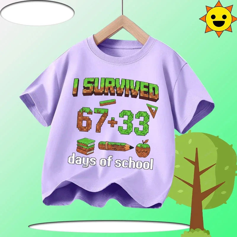 Summer Six Seven 67 Cartoon Cute Print Children‘s Short Sleeve Tops Cotton Casual Kids T-shirt Fashion Boys Girls Clothes Tees