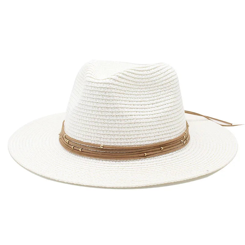 Big Size 60CM New Straw Hat 7cm Brim Summer Cooling Beach Sun Hat Outdoor Party Panama Jazz Hat Sombreros De Mujer