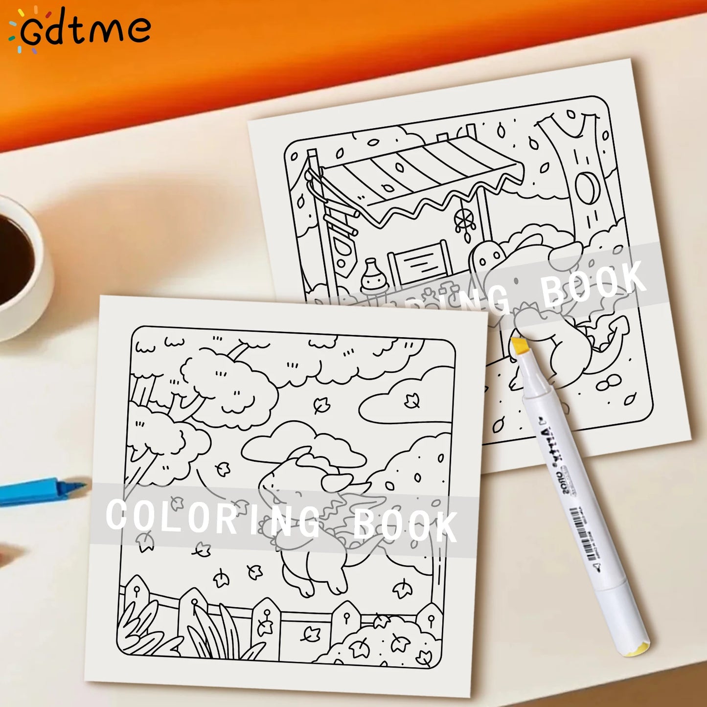 TINY DRAGON'S DAY COZY AND CUTE Coloring Book for Adult Relieve Stress Kill Time DIY Painting Drawing Book Kids Educational Toys