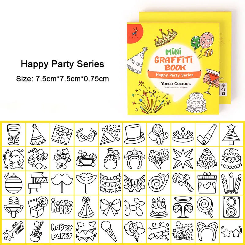 50Sheets/Pcs Mini Graffiti Notebook for Kids Cartoon Ocean Animal Food Party Space Color Filling Books Children Drawing Picture